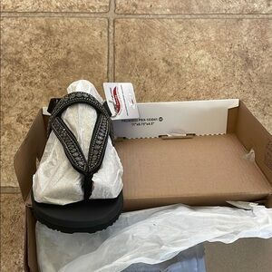 Black and Silver Beaded Sandals